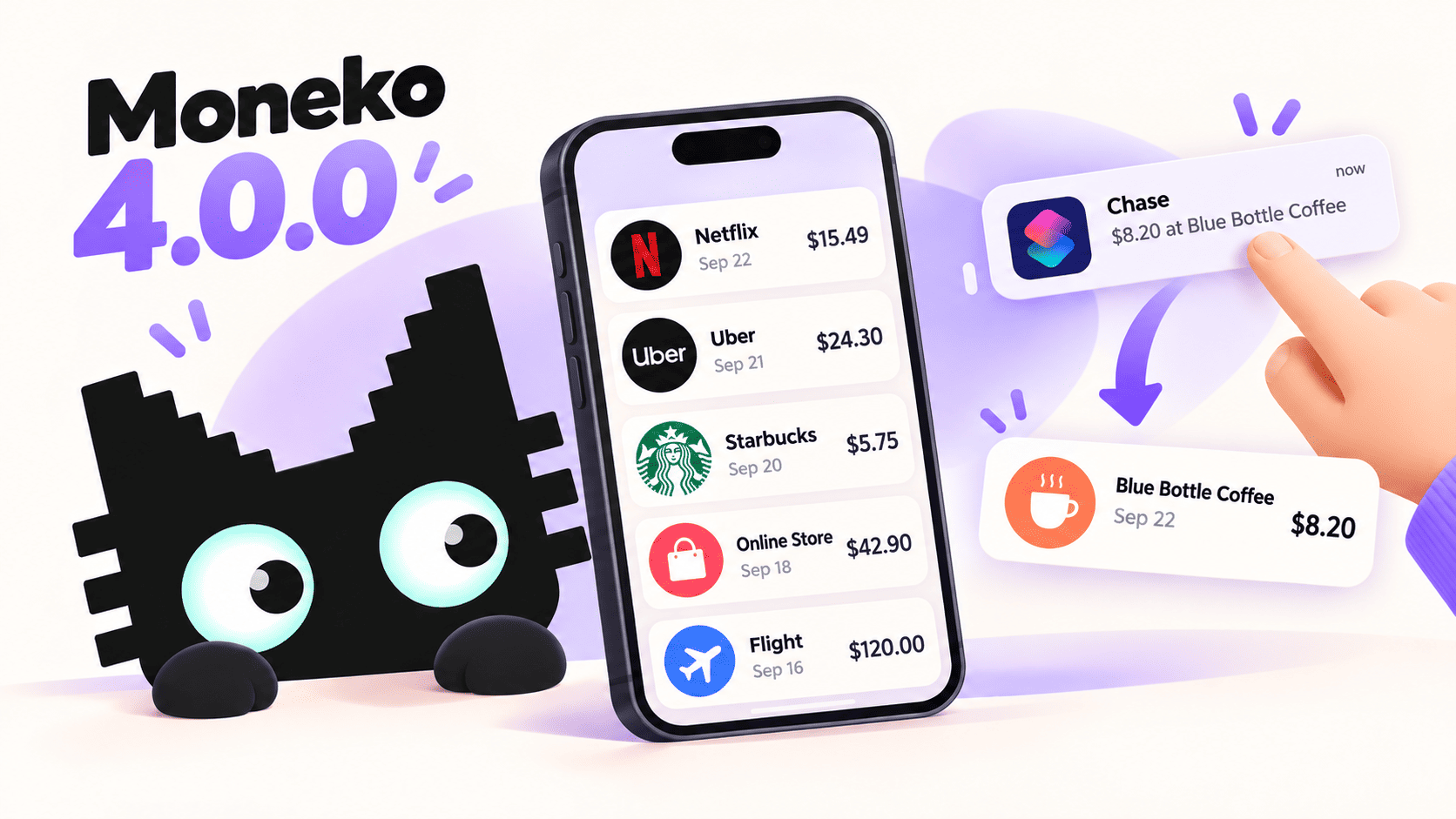 Cover image for Moneko 4.0.0: Easier-to-Recognize Spending and Faster Capture